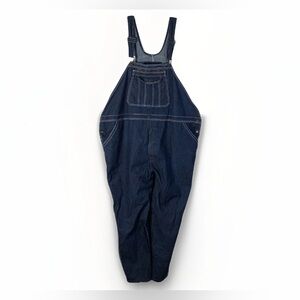 Real Work Denim Bib Overalls Carpenter Relaxed Fit Dark Blue Men's 58W x 32L